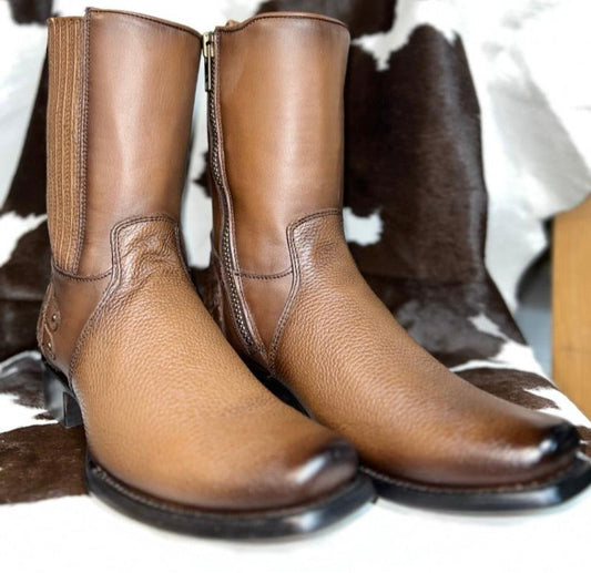 Cuadra Dress Boot Zipper Brown Boot